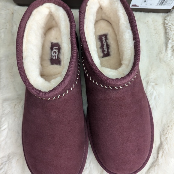 BNIB ALL GENDER LIMITED EDITION UGG X MADHAPPY ULTRA MINI BOOTS, WILD GRAPE - Picture 2 of 8